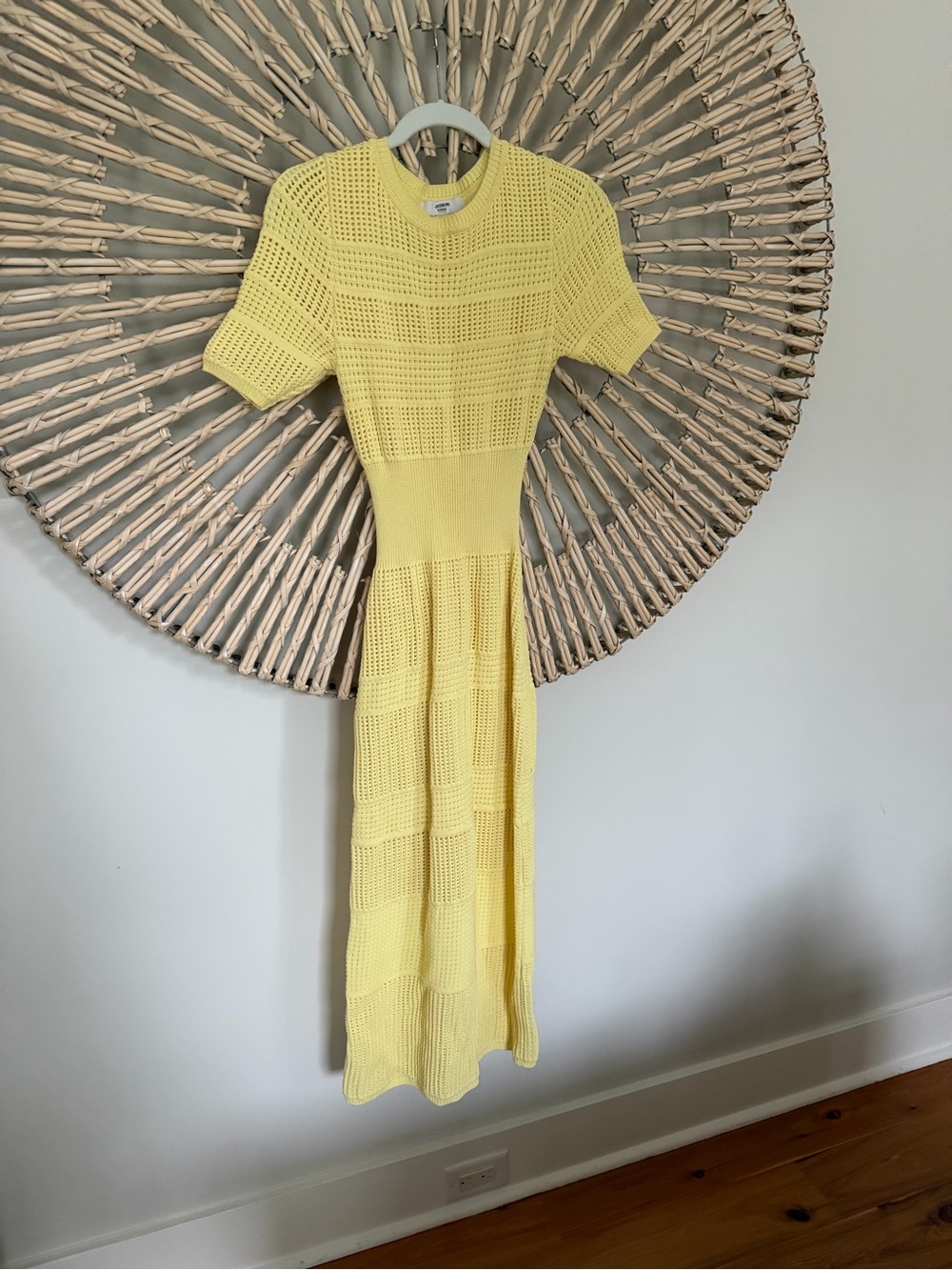 Jason Wu Yellow Open-Knit Midi Dress